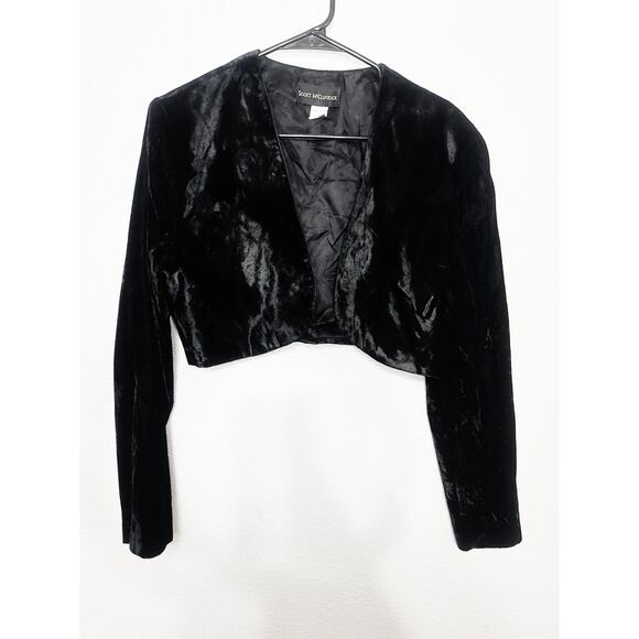 Scott McClintock Black Velvet shrug Bolero Jacket L Fits like s/med Vintage Y2K - Picture 1 of 4